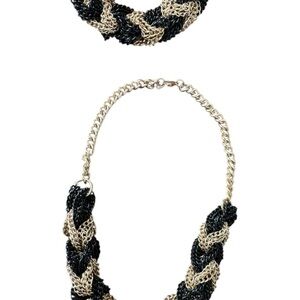 Elegant Black and Gold Braided Necklace